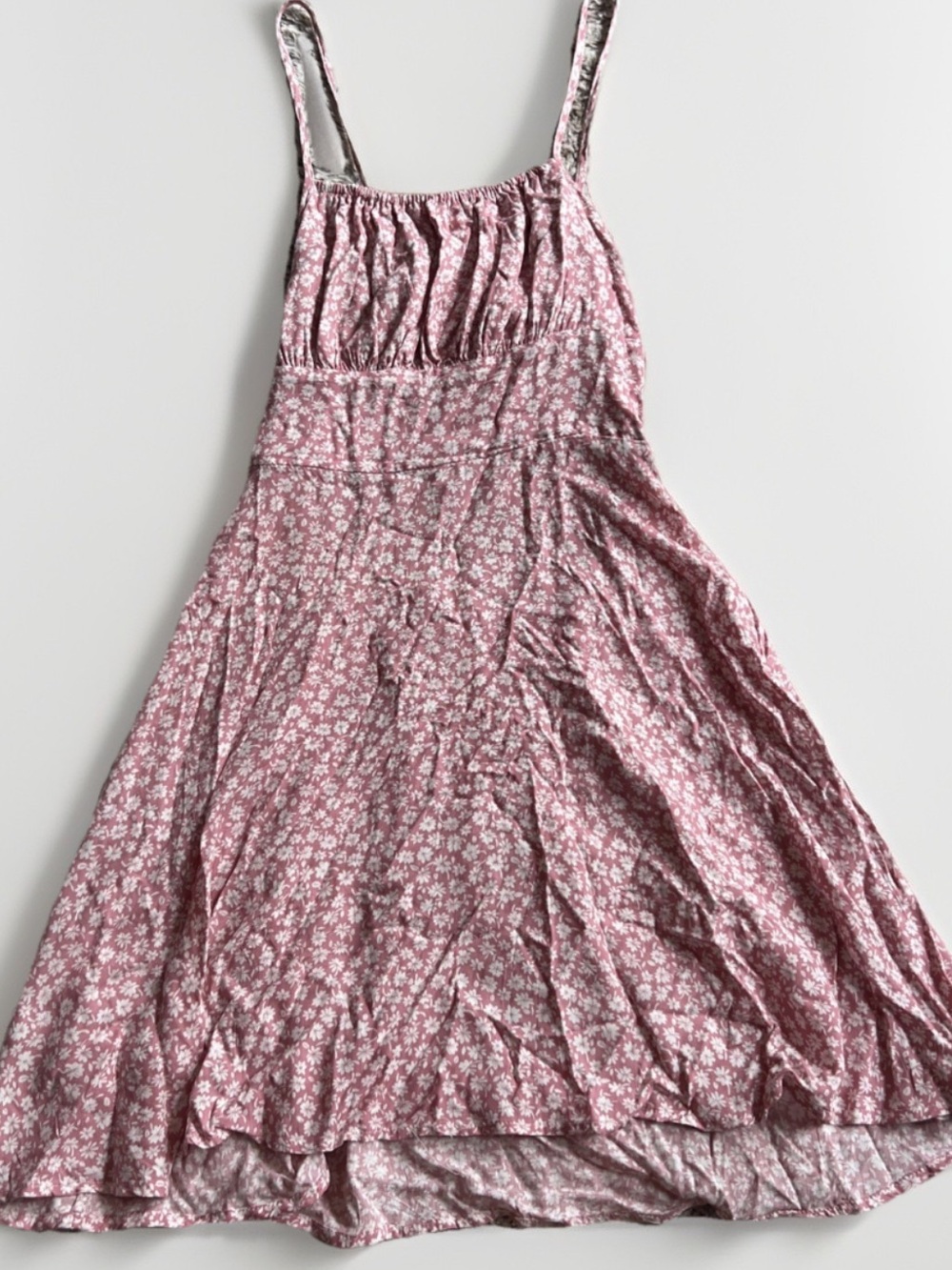 Pink Floral Sundress criss cross tie Open Back size S
